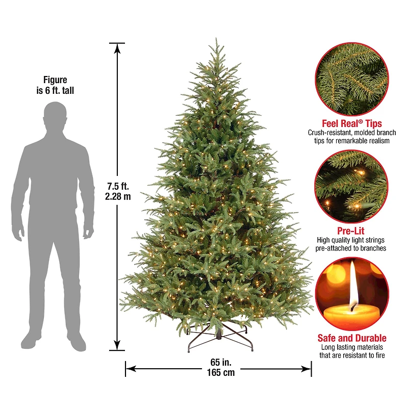 7.5 Ft. Pre-Lit Feel Real® Frasier Grande Full Artificial Christmas Tree, Clear Lights