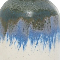 White Ceramic Contemporary Vase, 13" x 6" x 6"