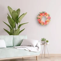 24" Spring Peach & Pink Peony & Rose Wreath