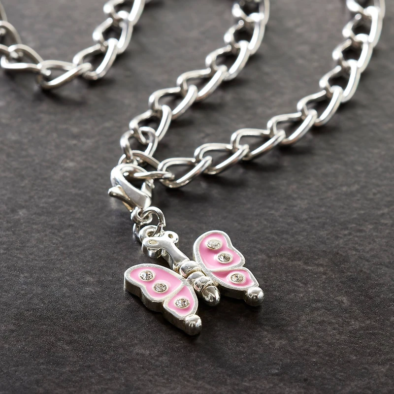 Pink & Silver Butterfly Charm by Bead Landing™