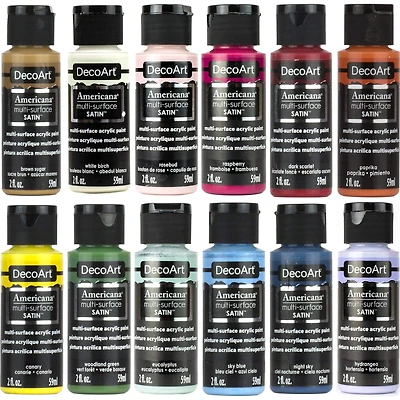 DecoArt® Americana® Multi-Surface Satin™ 12 Color Cottage Core Acrylic Paint Set