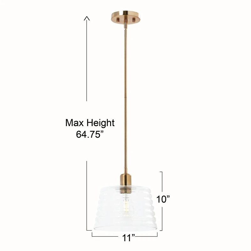 Hello Honey® Robert Stevenson Lighting Rhodes Metal & Clear Ribbed Glass Ceiling Light