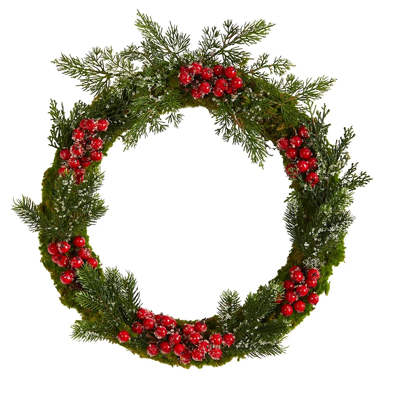 20" Iced Pine & Berries Christmas Wreath
