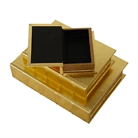CosmoLiving by Cosmopolitan Gold Faux Leather Faux Book Box with Metallic Finish Set