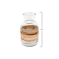 Hello Honey® 6.5" Clear Glass Vase With Wrapped Rattan Accent