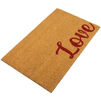 Red & Natural Love Natural Coir Outdoor Doormat