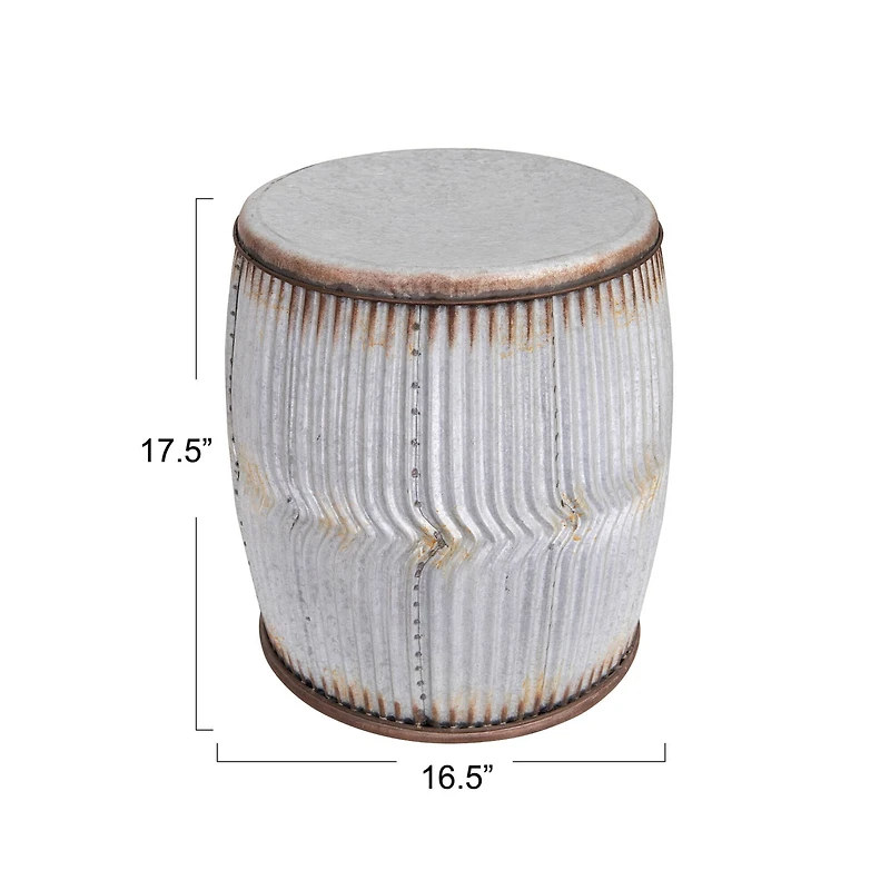 Hello Honey® 17.5" Rustic Round Metal Barrel End Table