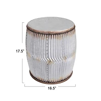 Hello Honey® 17.5" Rustic Round Metal Barrel End Table