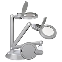 OttLite 14" Gray Space-Saving LED Magnifier Desk Lamp
