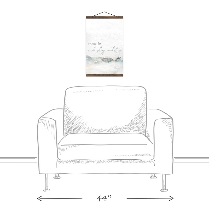 Stay Awhile Abstract Teak Hanging Canvas