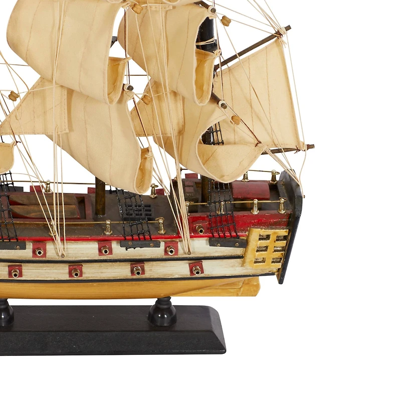 15" Wooden Coastal Sailboat Sculpture