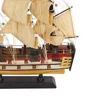 15" Wooden Coastal Sailboat Sculpture