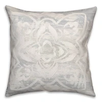White Textured Medallion III 18" x 18" Throw Pillow