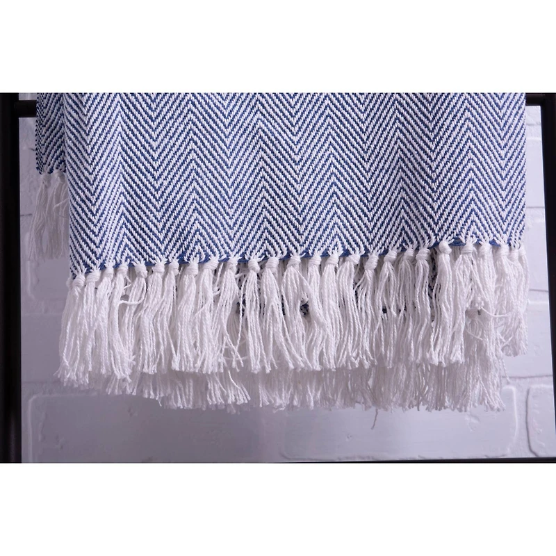 DII® Blue Stripe Herringbone Throw