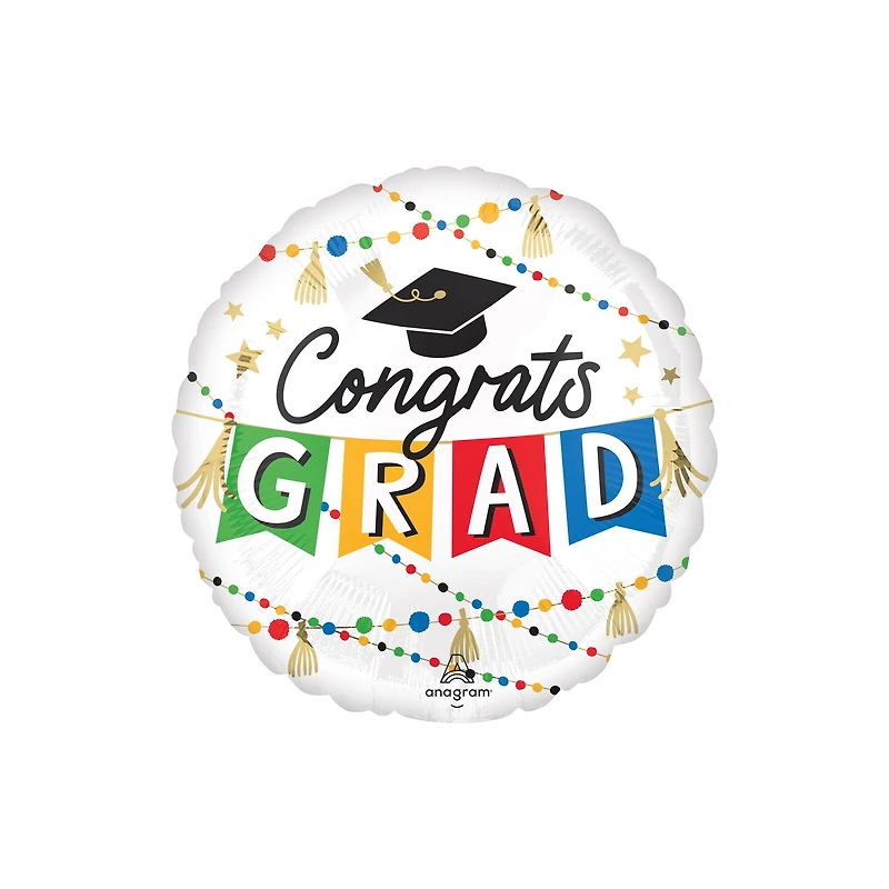 17" Congrats Grad Party Round HX® Foil Balloon