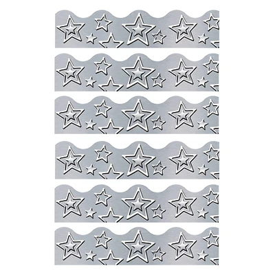Trend Enterprises® Terrific Trimmers® I Heart Metal Silver Stars Border Trim, 234ft.