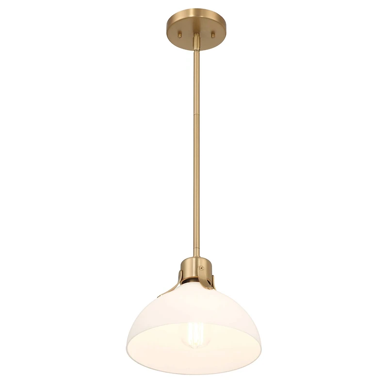Hello Honey® Delano Gold & White Industrial Metal & Etched Glass Ceiling Light