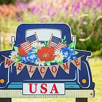 Glitzhome® 26" Patriotic America Metal Truck Yard Stake