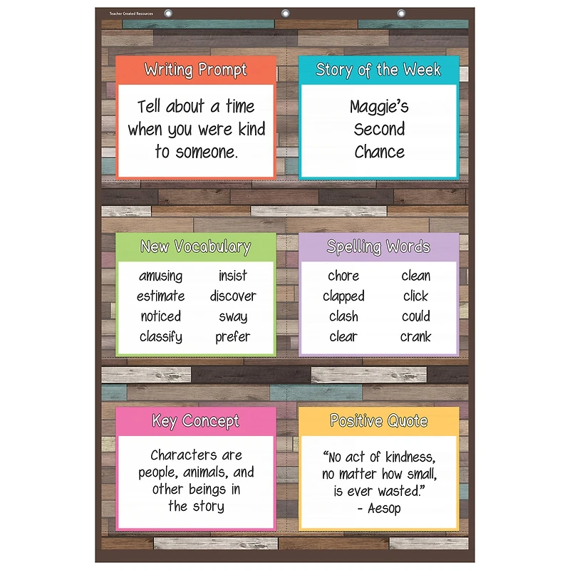 Teacher Created Resources Reclaimed Wood Large 6 Pocket Chart
