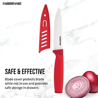 Farberware 5" Red Ceramic Utility Knife with Sheath