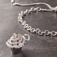 12 Pack: Pink & Silver Cupcake Charm by Bead Landing™