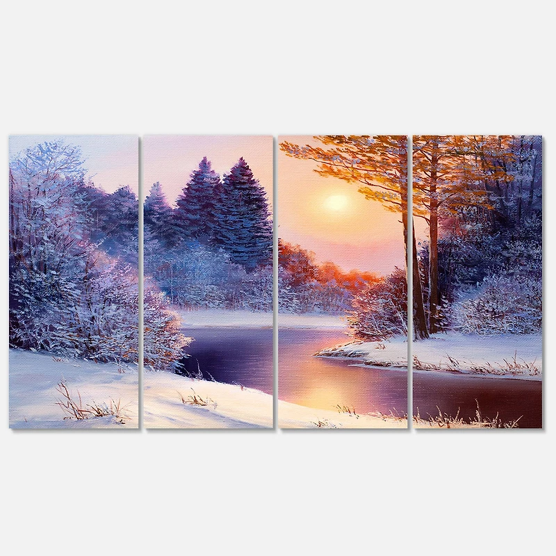 Designart - Christmas forest with river