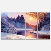 Designart - Christmas forest with river