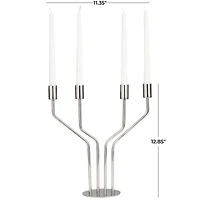 The Novogratz 13" Silver Stainless Steel Abstract Angled Candelabra