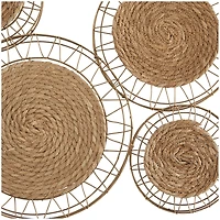 The Novogratz Brown Dried Plant Handmade Woven Plate Wall Decor with Intricate Patterns 40" x 2" x 21"