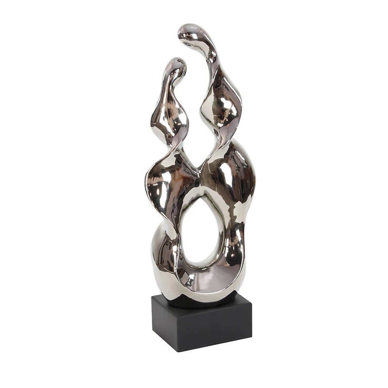 27" Silver Ceramic Modern Abstract Sculpture
