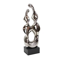 27" Silver Ceramic Modern Abstract Sculpture