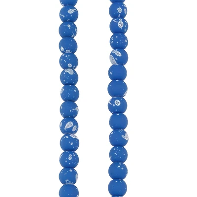 12 Pack: Blue & White Matte Glass Round Beads, 7mm by Bead Landing™