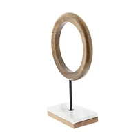 14" Brown Mango Wood Circle Sculpture