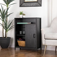 Glitzhome® 32" Black Double Door Modern Storage Floor Cabinet