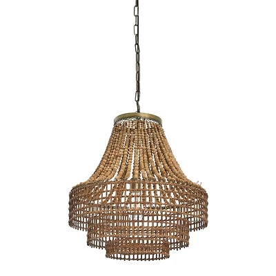 Hello Honey® 23.5" Metal, Rattan and Wood Bead Chandelier