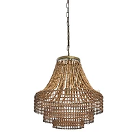 Hello Honey® 23.5" Metal, Rattan and Wood Bead Chandelier