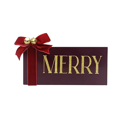 7" Black , Red & Gold Merry Tabletop Décor by Ashland®