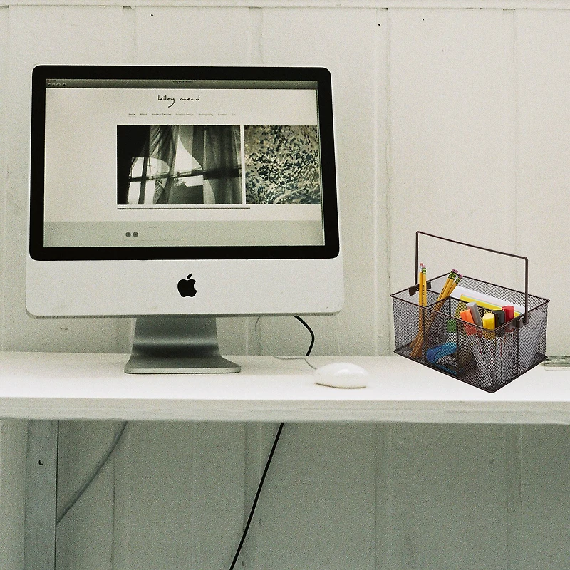 Mind Reader Metal Mesh Storage Basket with Handle