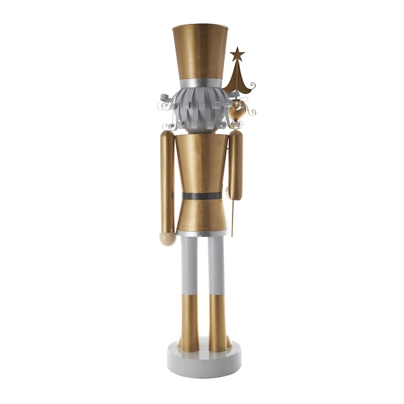6ft. Gold & Silver Metal Standing Nutcracker Sculpture