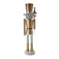 6ft. Gold & Silver Metal Standing Nutcracker Sculpture