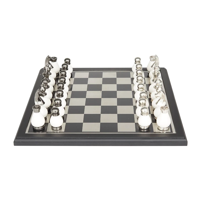 Black Aluminum Contemporary Game Set, 16" x 16" x 4"
