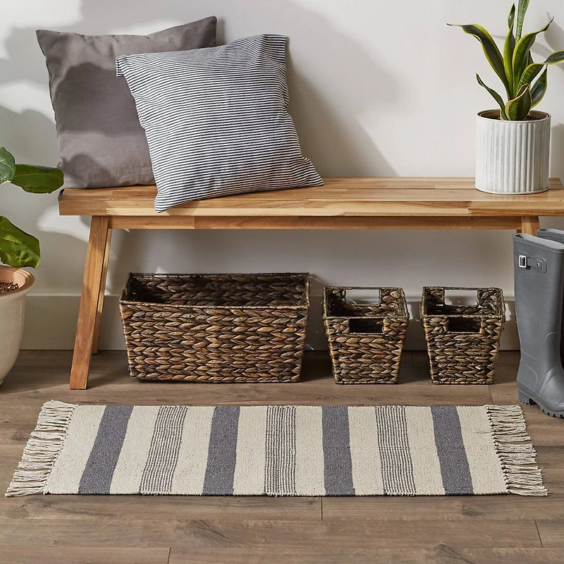 DII® Gray Combo Stripe Hand-Loomed Rug, 2ft. x 3ft.