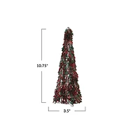 Hello Honey® 10.75" Red & Green Metal & Glass Beaded Christmas Tree