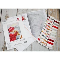 Luca-S Girl Kissing Puppy Counted Cross Stitch Kit