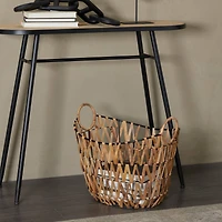 The Novogratz Brown Metal Storage Basket with Handles 20" x 15" x 16"