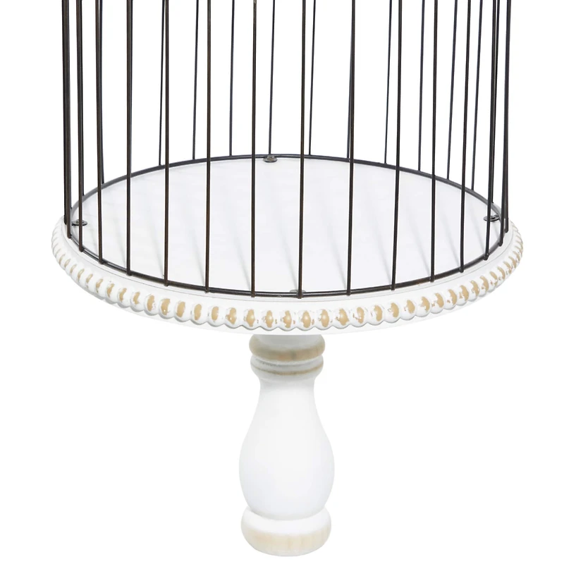 White Wood Farmhouse Birdcage, 44" x 14" x 14"
