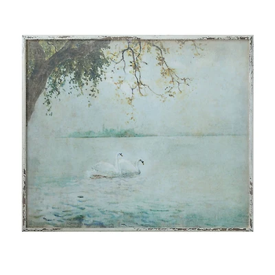 Hello Honey® 31.5" Blue Vintage Swans Wood Framed Wall Décor