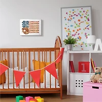 Stupell Industries American Baseball Flag Children's Sports Mitt Wood Wall Plaque