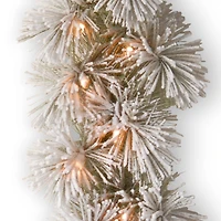 9' x 12" Pre-lit Snowy Bristle Pine Artificial Christmas Garland with 70 Clear Lights