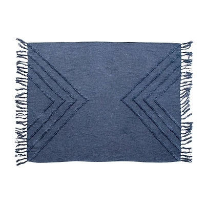 Hello Honey® Blue Tufted Chevron Cotton Blend Throw with Tassels